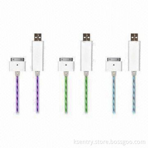 OEM Manufacturer EL Visible Current USB Charger for iPhone and iPad, Flashing Lighting LED Cable